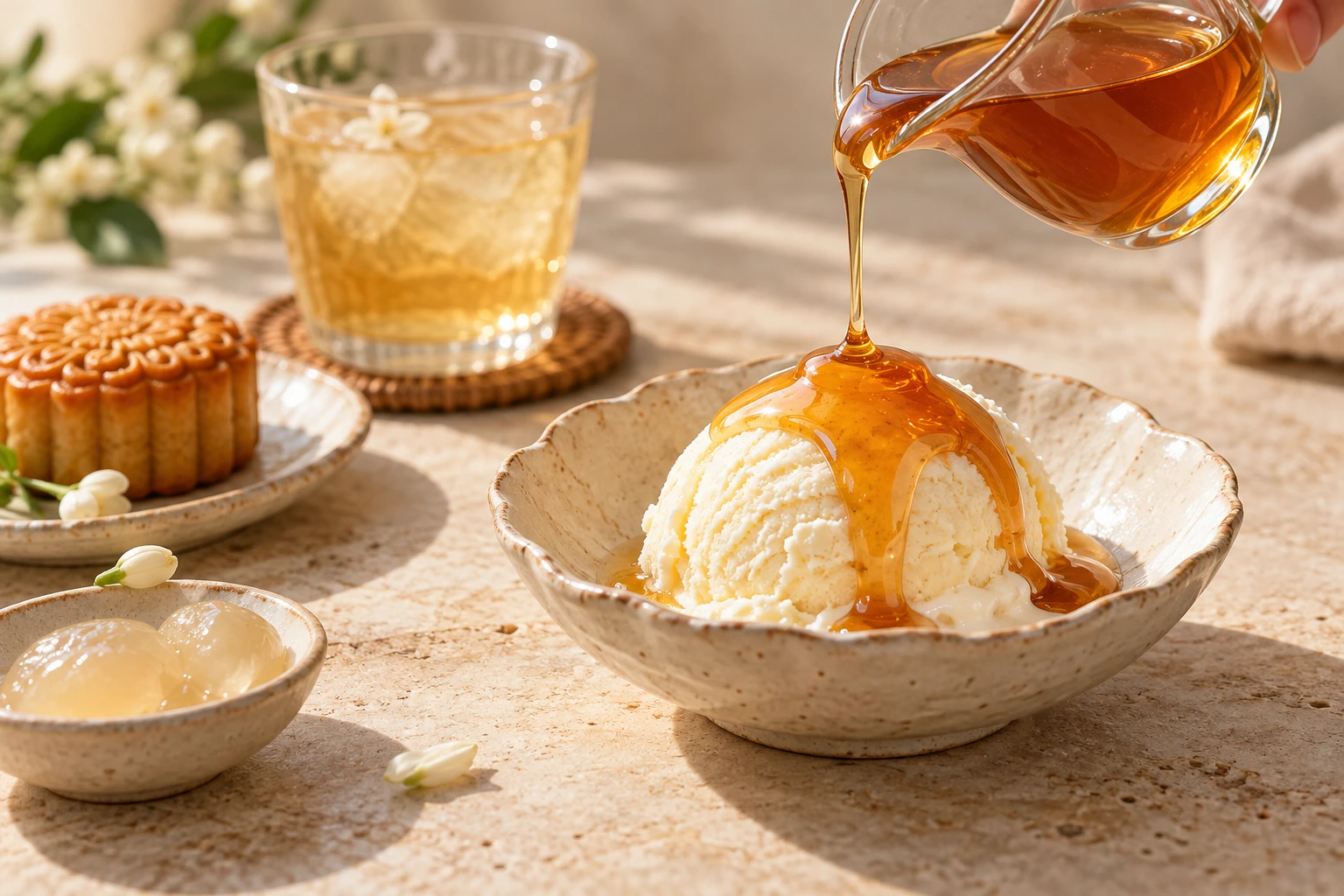Palmyra syrup served with ice cream